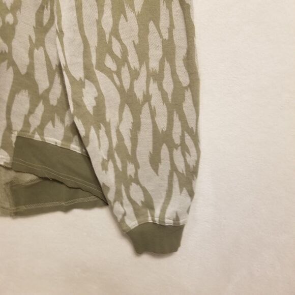 XCVI Large Hoodie Arlington Animal Print Olive Green Lightweight Grunge NEW - Picture 2 of 10
